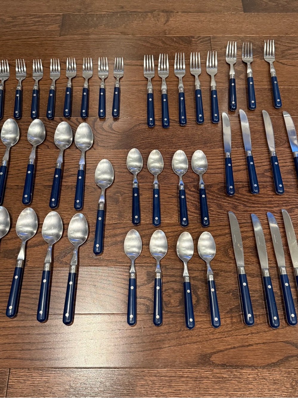 Classic Navy Handle Stainless Steel Flatware Set - Home Dining-VTG- 44pcs
